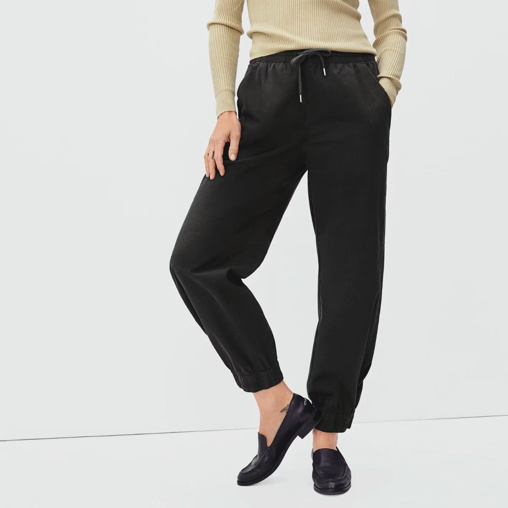 Everlane Organic Cotton Jogger Pants‎ Black Elastic Waist XXS